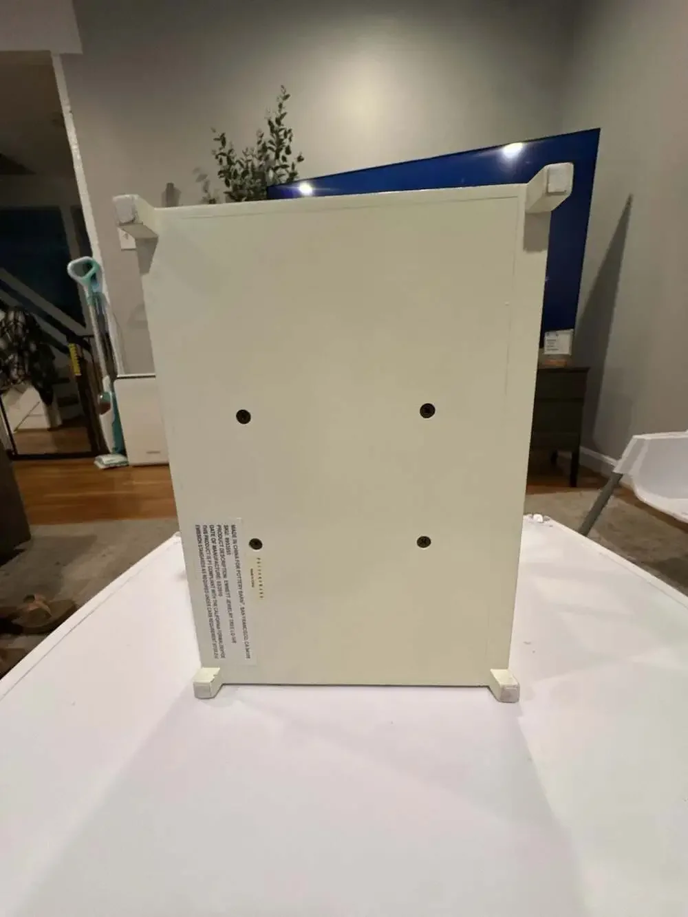 Distressed White Wood Jewelry Stand Organizer with Trays and Drawer